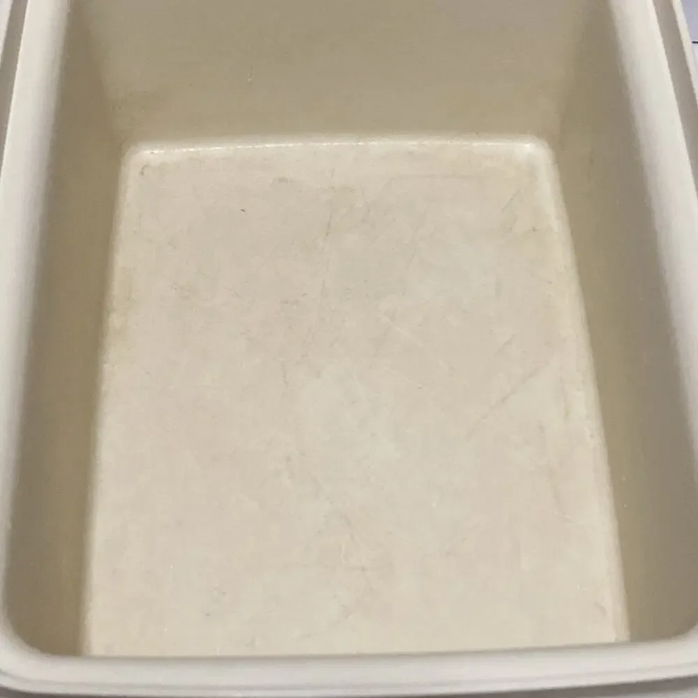 Tupperware storage container, 1 quart, Almond color base, clear top, 1255-16